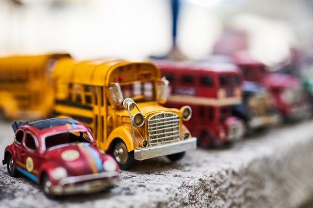 Toy cars and busses
